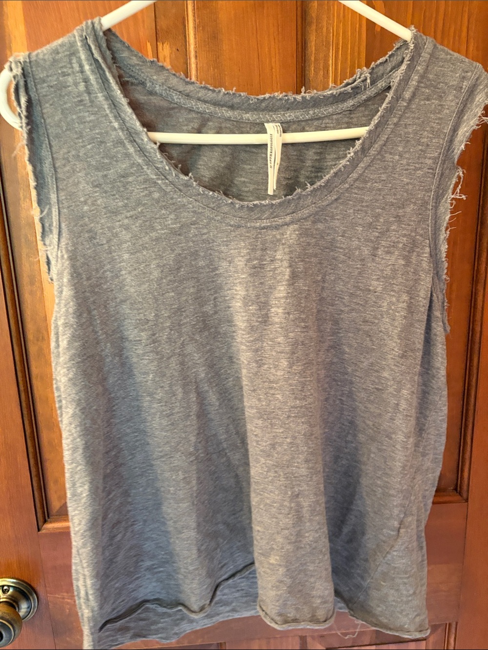 Anthropologie Grey Sleeveless Raw-Edge Tank Top